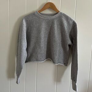 American Eagle Outfitters Gray Crew Neck Long Sleeve Crop Sweatshirt